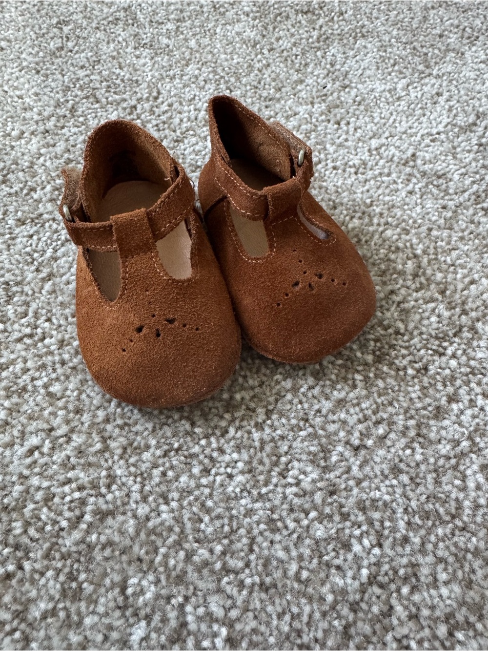 Zara Brown Suede T-Strap Baby Shoes